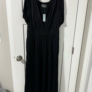 Anthropologie Black Maxi Dress with V-Neck